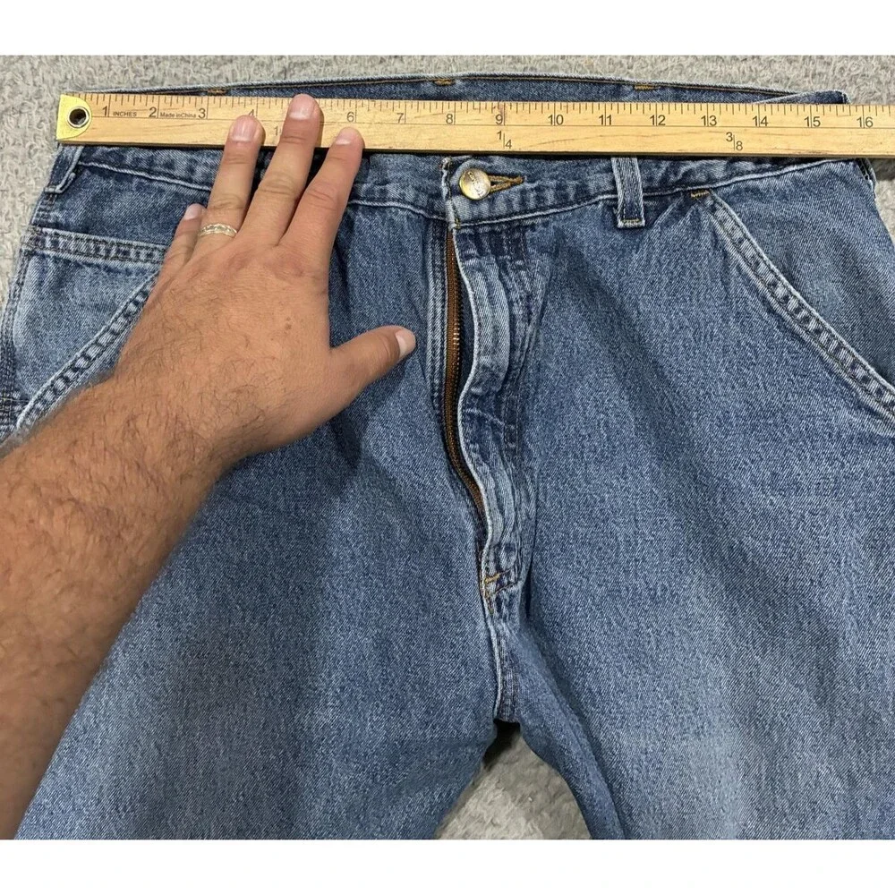 Carhartt Jeans Mens 33x31 Blue Relaxed Straight Denim B13DP Workwear Dungaree